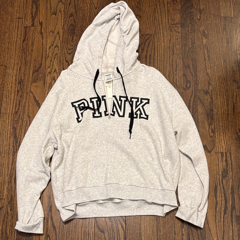 Victoria Secret Pink Heather Grey Quarter Zip Large